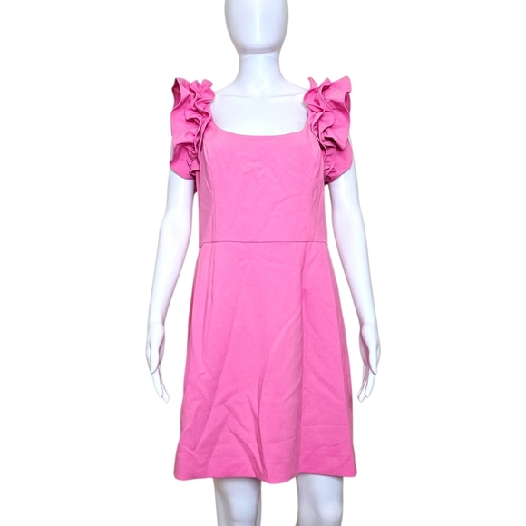 French Connection - Pink - Ruffled Fit & Flare Dress  - 12 - Picture 4 of 13
